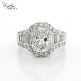 4.41 Cts Cushion Cut Diamond Engagement Ring set in 18K White Gold