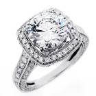 4.01 CTS ROUND CUT DIAMOND HALO ENGAGEMENT RING SET IN 14K WHITE GOLD