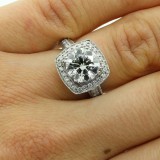 4.01 CTS ROUND CUT DIAMOND HALO ENGAGEMENT RING SET IN 14K WHITE GOLD