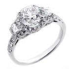 2.40 Cts three stone diamond engagement ring set in 18K white gold