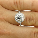 2.84 CTS ROUND CUT DIAMOND HALO ENGAGEMENT RING SET IN 18K WHITE GOLD