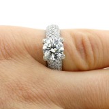 4.02 CTS ROUND CUT DIAMOND ENGAGEMENT RING SET IN 14K WHITE GOLD