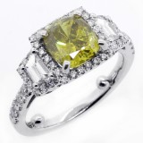 2.05 CTS CUSHION CUT DIAMOND ENGAGEMENT RING SET IN 18K WHITE GOLD