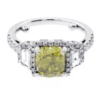 2.05 CTS CUSHION CUT DIAMOND ENGAGEMENT RING SET IN 18K WHITE GOLD