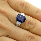 5.46 CTS JADORE EMERALD CUT ENGAGEMENT RING SET IN PLATINUM