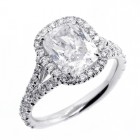 4.01 CTS CUSHION CUT DIAMOND ENGAGEMENT RING WITH HALO SET IN PLATINUM 