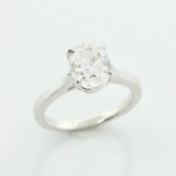 2.01 Cts Oval Cut Diamond Solitaire Engagement Ring Set In 14k White Gold