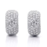  2.82ctw Round Cut Diamond Hoop Pave Earrings 18K White Gold