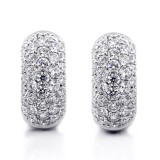 2.16 Cts Round Cut Diamond Hoop Pave Earrings 18K White Gold