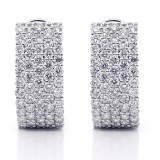 2.64 Cts  Round Cut Diamond Hoop Pave Earrings 18K White Gold