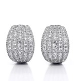 4.25 CTs Round Cut Diamond Hoop Pave Earrings 18K White Gold