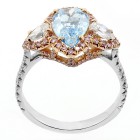 2.69ctw Vivid Pink Pear/Round Cut Diamond Ring 18K White Gold