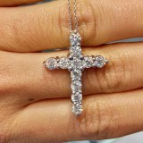 2.12 cts Round Cut Diamond Cross 14K White Gold