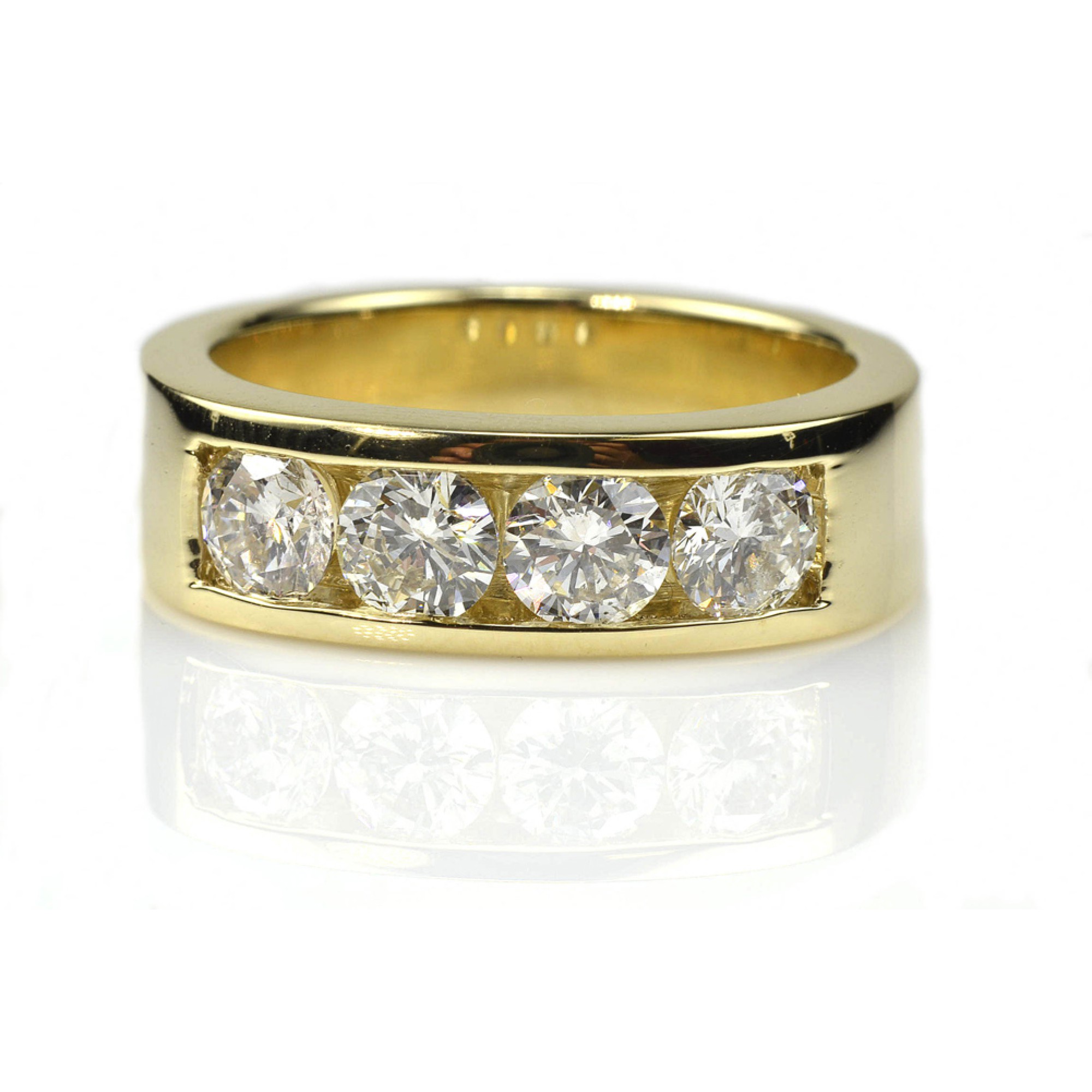 2 00 Cts Yellow Gold 4 Diamonds Men S Ring Cheap Diamond Engagement