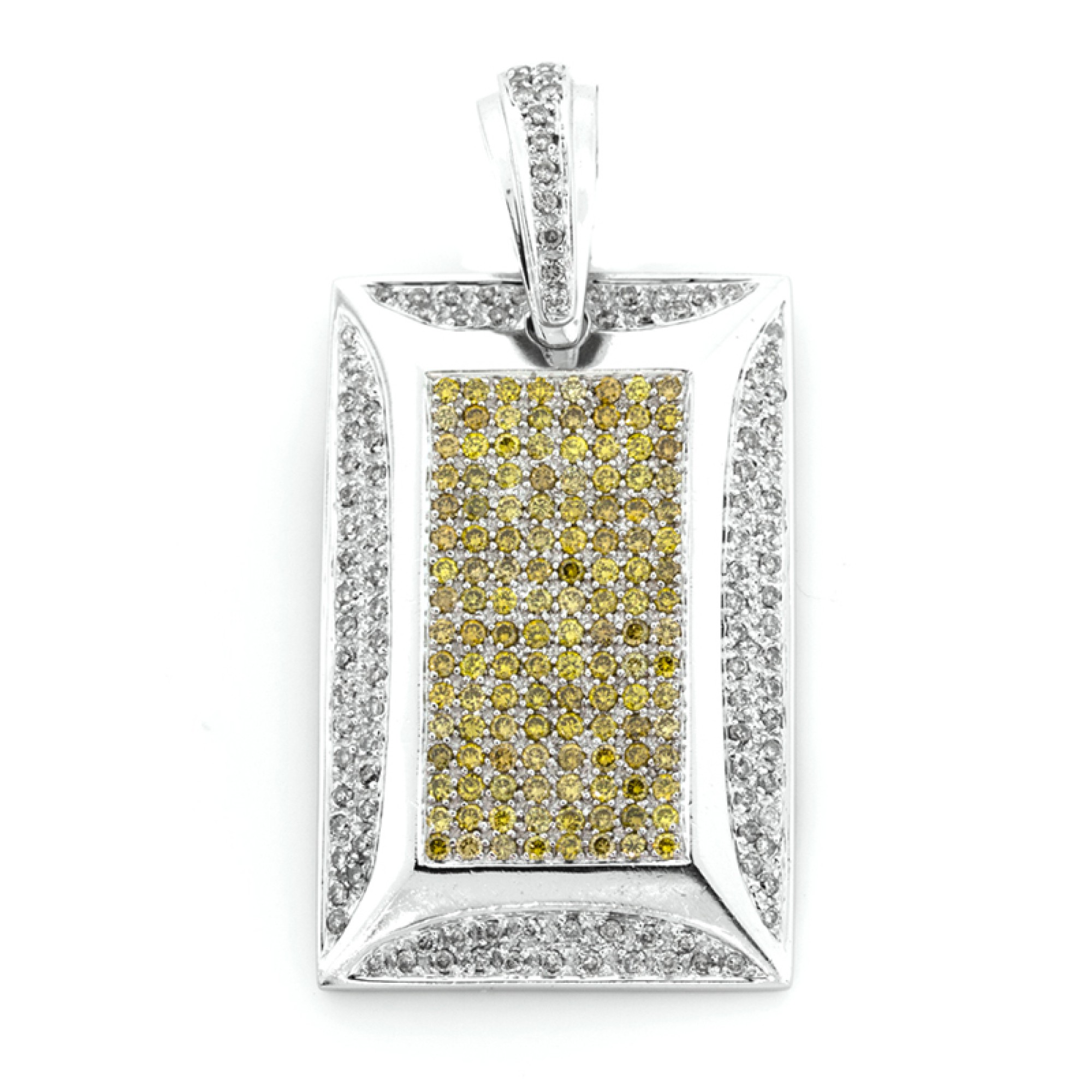 14Kt White Gold Fancy Diamond Dog Tag 