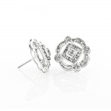14Kt White Gold and Diamond Large Stud Earrings 1.29Ct