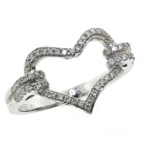 0.25 Cts. 14K White Gold Diamond Heart Cocktail Ring