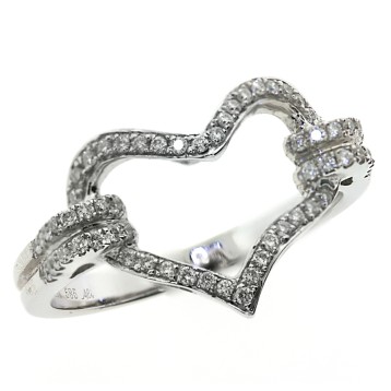 0.25 Cts. 14K White Gold Diamond Heart Cocktail Ring