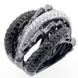 2.96 Cts Black and White Diamond Cocktail Ring set in 18K white gold