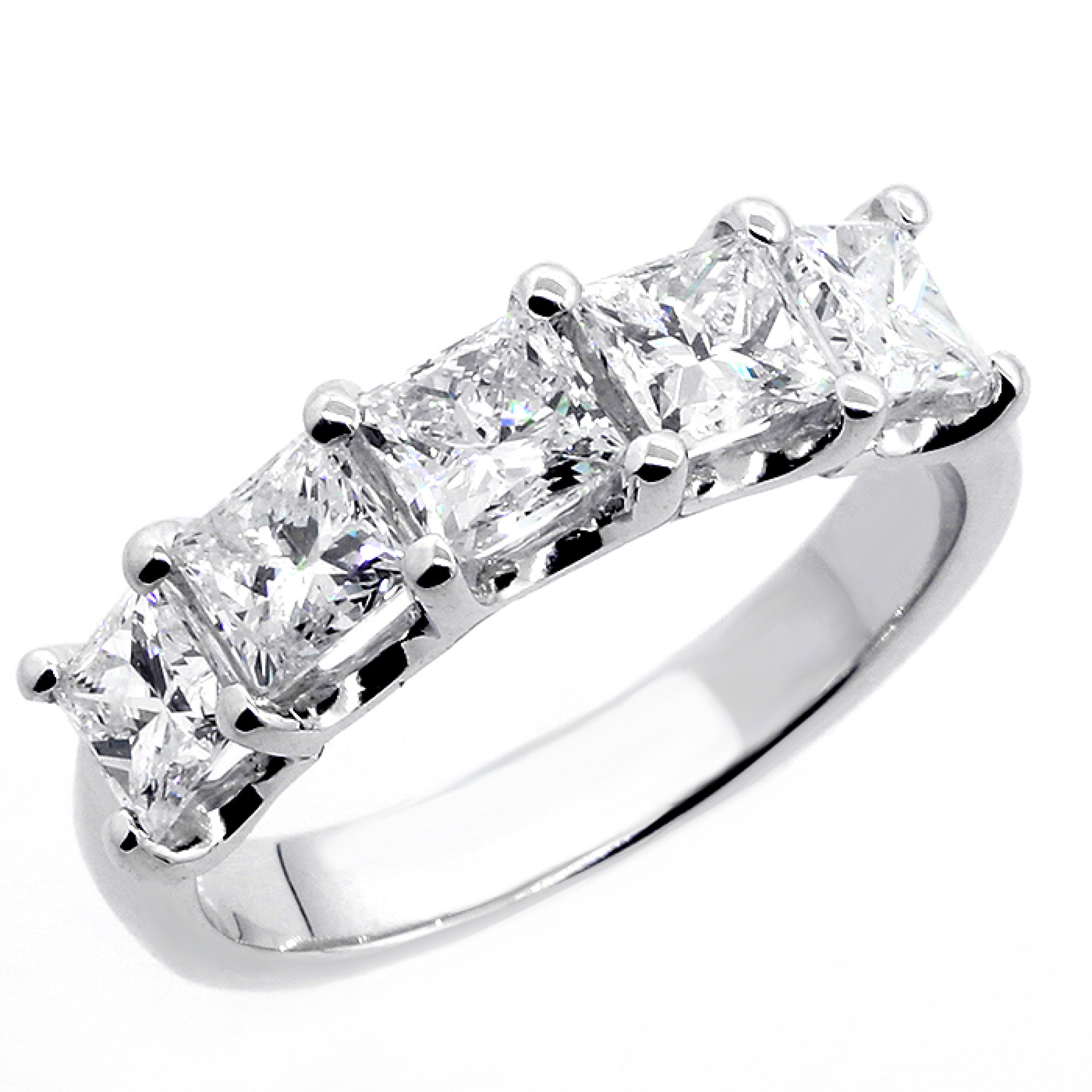 2 09 Princess Cut Diamond Wedding Band Set In 14k White Gold Cheap