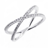 0.28 CTS ROUND CUT DIAMOND FANCY RING SET IN 14K WHITE GOLD