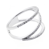 0.34 CTS DIAMOND FANCY RING SET IN 14K WHITE GOLD