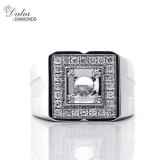 0.54 Cts Round Cut Diamond Men's Ring Set in 14K White Gold