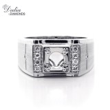 0.26 Cts Round Cut Diamond Men's Ring Setting Set in 14K White Gold