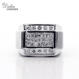 1.57 Cts Round Cut Diamond Men's Ring Set in 14K White Gold