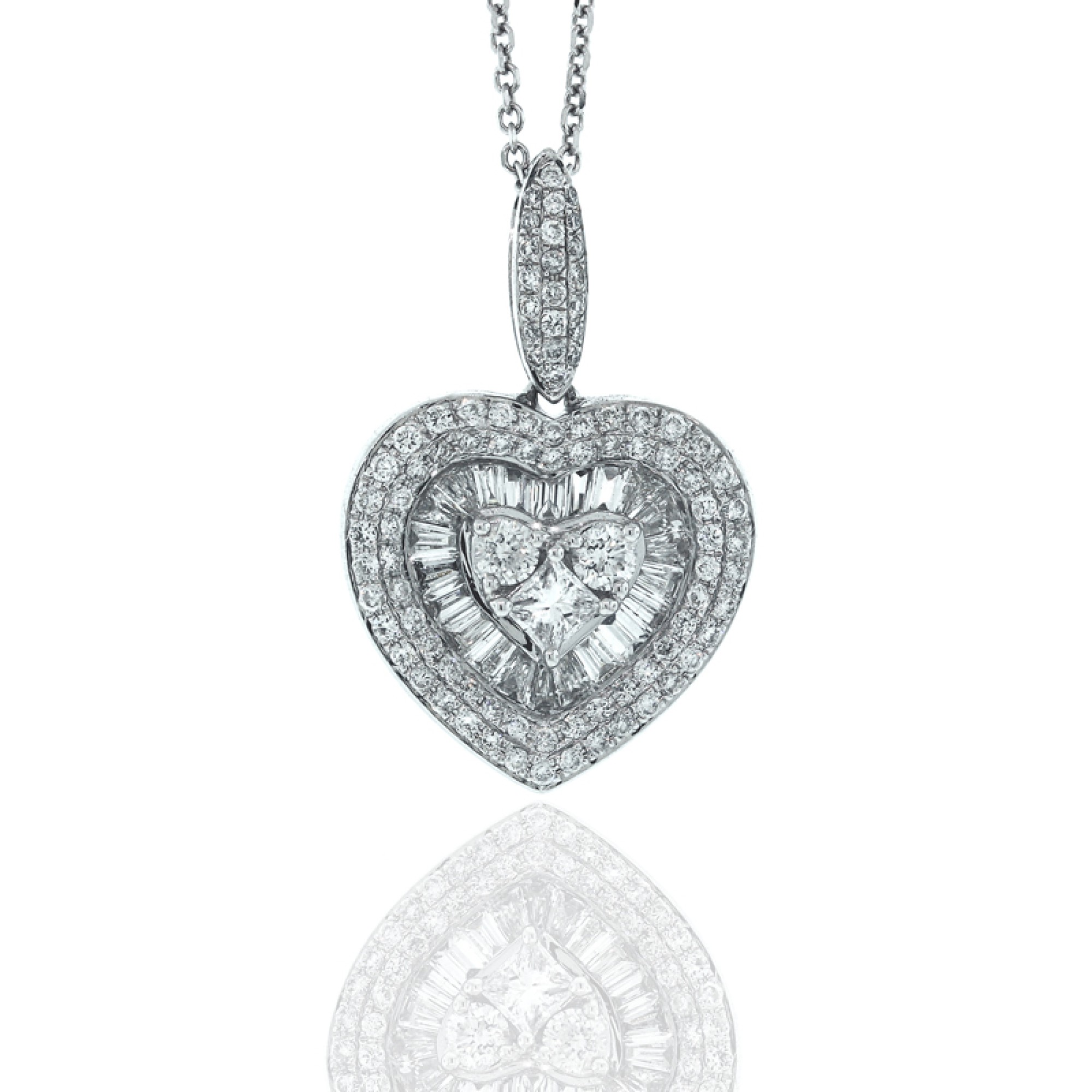 Baguette diamond sales heart pendant