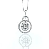 1.14Cts Circle With Flower Drop Diamond Pendant