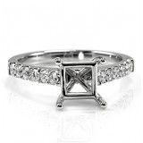 Single Row Pave Cathedral Diamond Engagement Ring