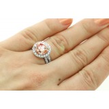 5.20 CTS ROUND CUT FANCY PINC DIAMOND ENGAGEMENT RING SET IN 18 K WHITE GOLD
