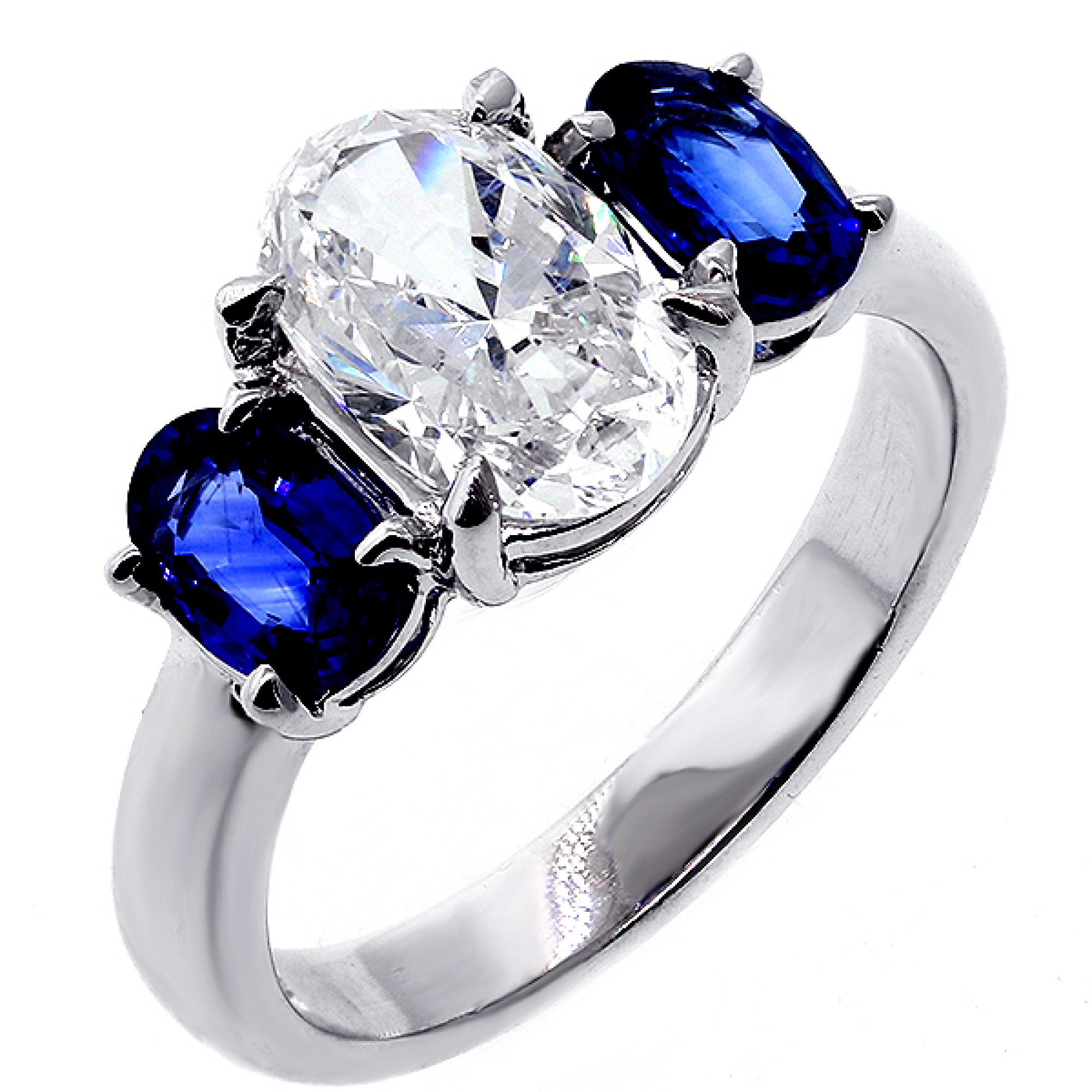 Three stone engagement ring on sale with sapphire
