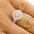 3.68 CTS ROUND CUT  FANCY PINK ENGAGEMENT RING SET IN PLATINUM