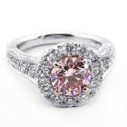 3.68 CTS ROUND CUT  FANCY PINK ENGAGEMENT RING SET IN PLATINUM