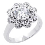 Round Cut Floral Design  Diamond Engagement Ring Setting set in 18K white gold