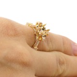 0.29 CTS VINTAGE DIAMOND ENGAGEMENT RING SET IN 18K YELLOW GOLD