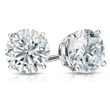2CT DIAMOND STUDS SCREW BACK 14K WHITE GOLD