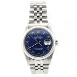 Rolex Datejust Stainless Steel Domed Blue Dial 36mm Watch