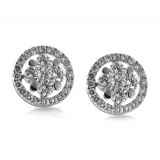  Diamond Cluster Stud Earrings 1.72CT TW