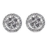  Diamond Cluster Stud Earrings 2.12CT TW