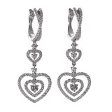 3 Tier Heart Diamond Dangle Earrings 1.32CT TW