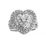 2.00 Cts. 14K White Gold Diamond Heart Cocktail Ring