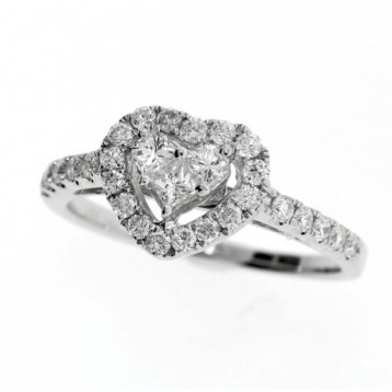 0.61 Cts. 14K White Gold Diamond Heart Ring