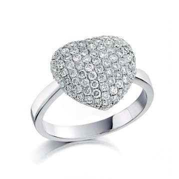 1.02 Cts. 14K White Gold Diamond Filled Heart Ring