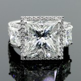 11.39ctw Princess/Round Cut Diamond Split Shank Ring PLATINUM