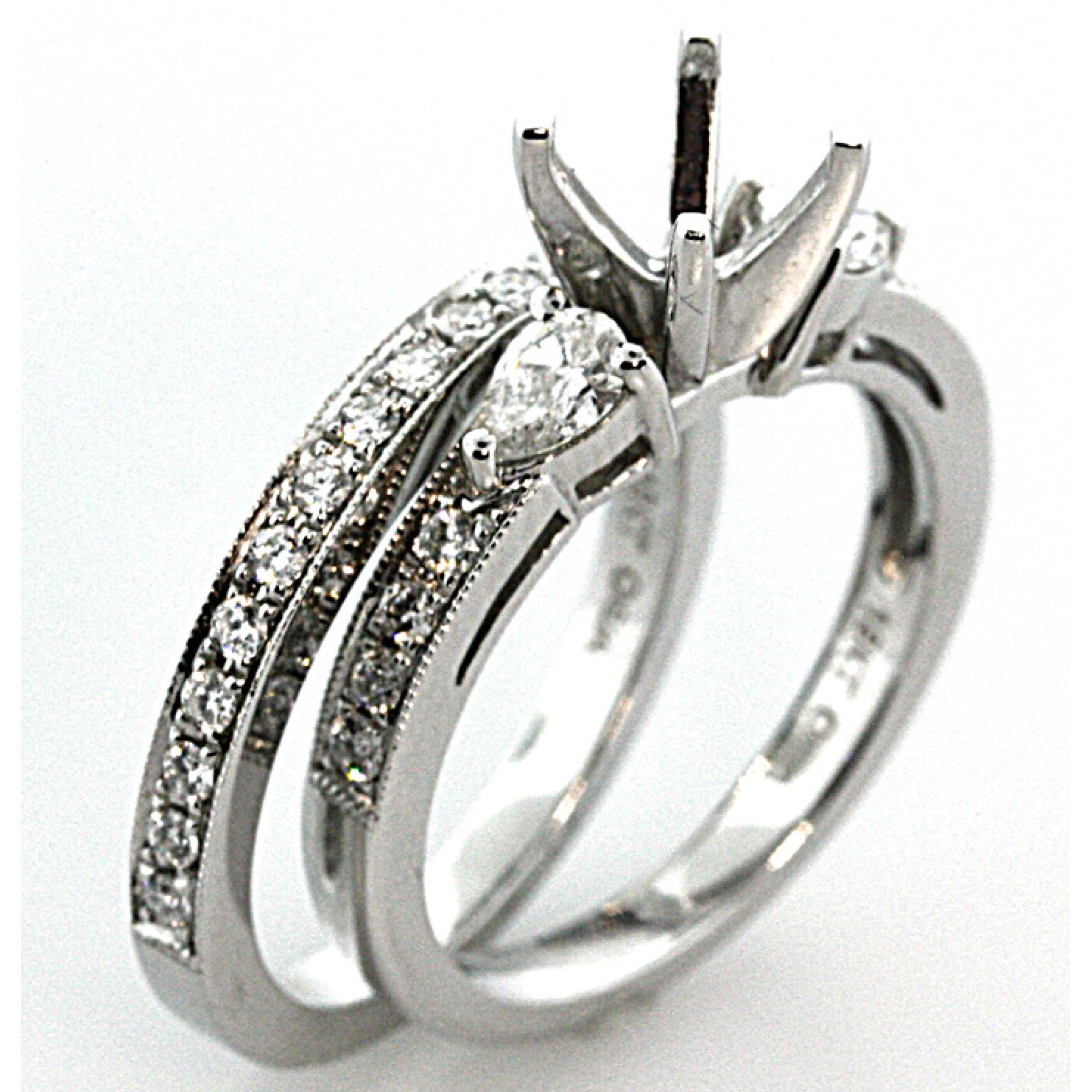 Chanel Bead Set Diamond Engagement Ring And Wedding Band Set Cheap