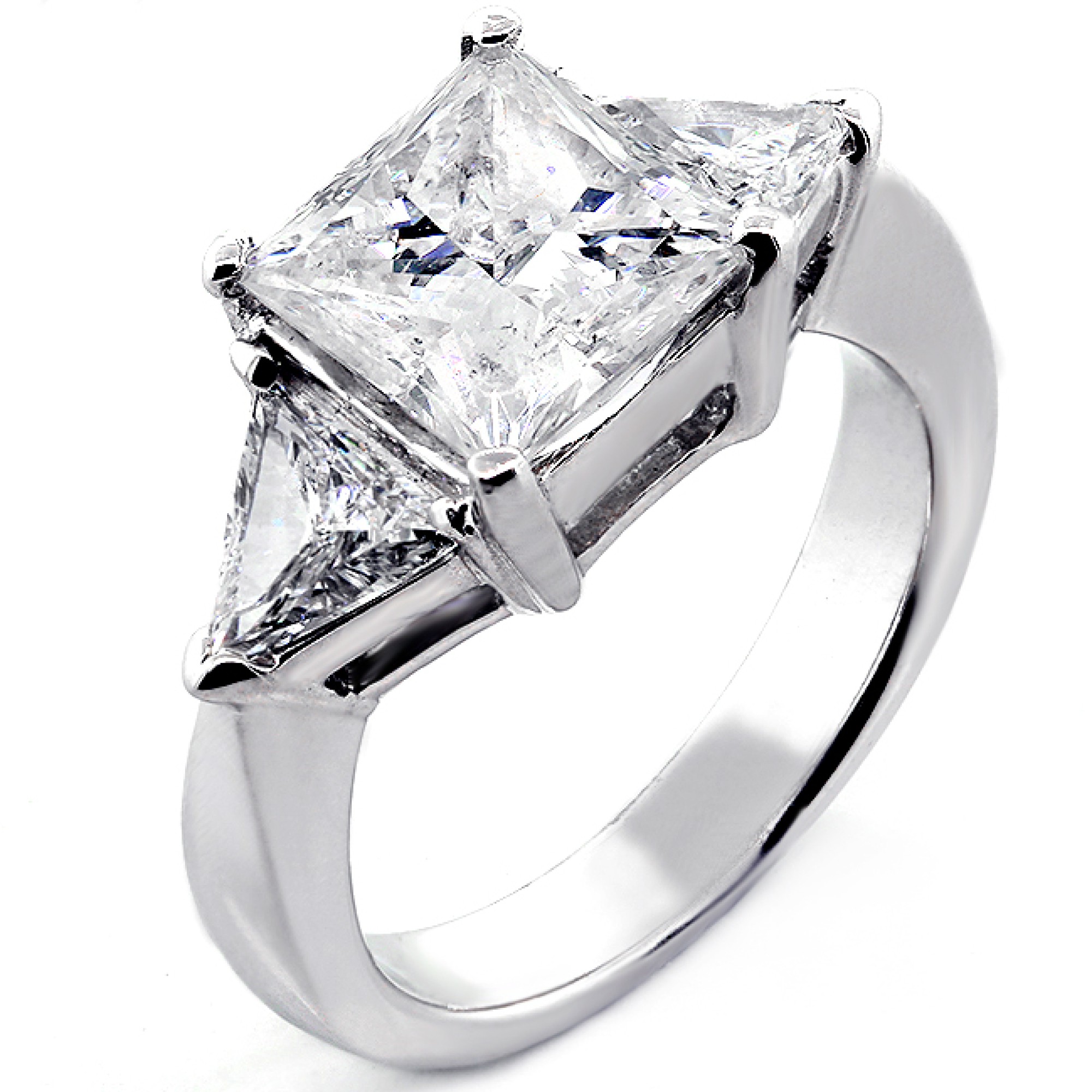 4 03 Cts Princess Cut And Trillion Cut Three Stone Engagement Ring Set 4-03-cts-princess-cut-and-trillion-cut-three-stone-engagement-ring-set