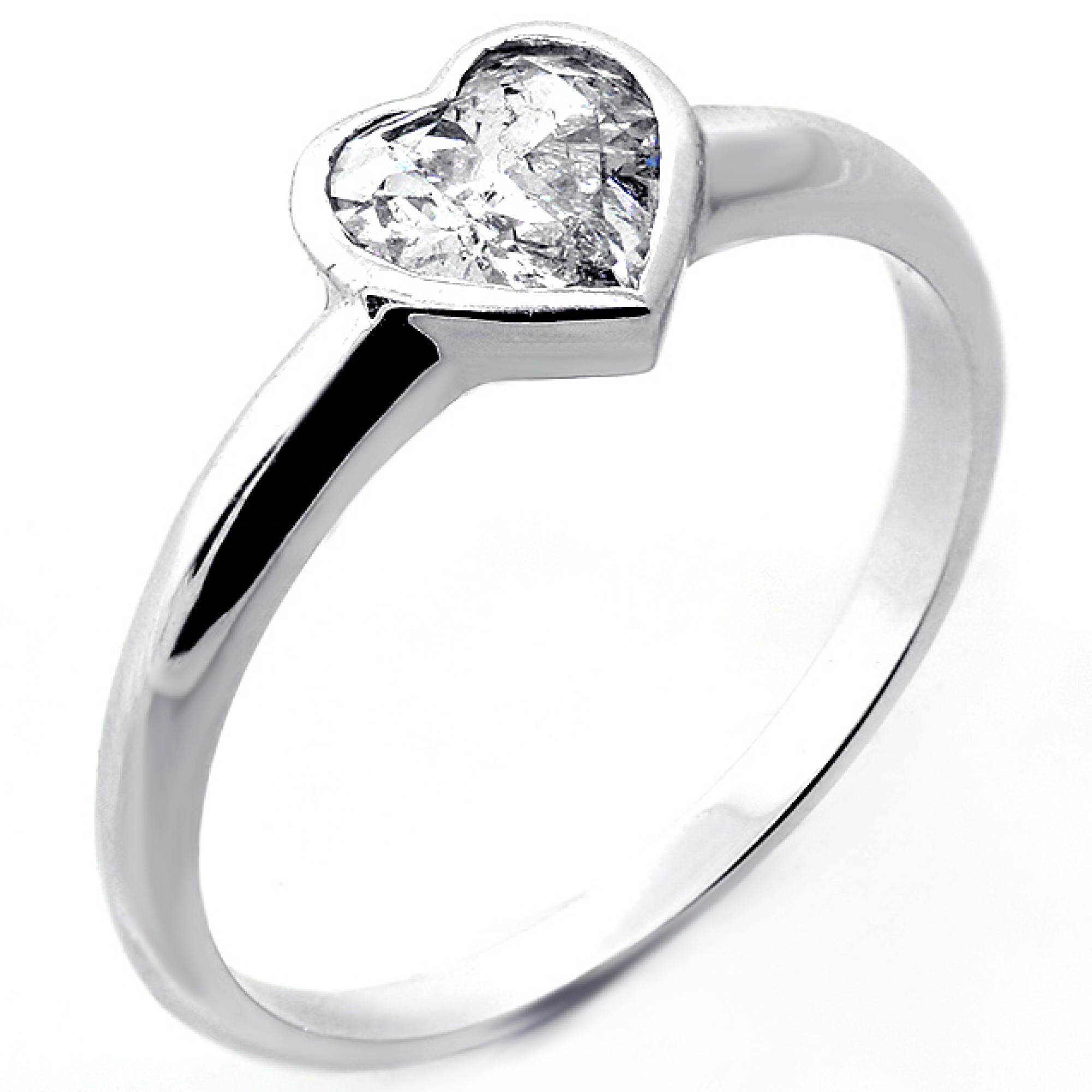 0.84 Cts Heart Shaped Diamond Engagement Ring Set in 14K White Gold